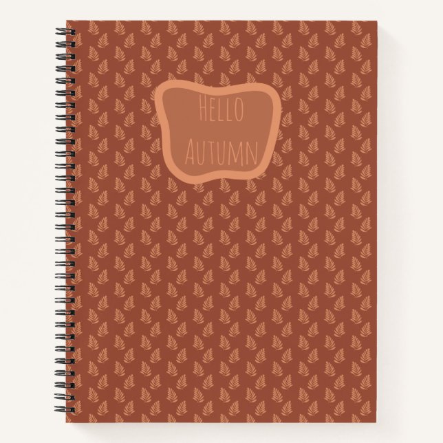 Leaf pattern on warm brown background,  notebook (Front)