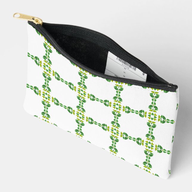 Leaf Pattern, Pattern Of Leaves, Green Leaves Accessory Pouch (Open)