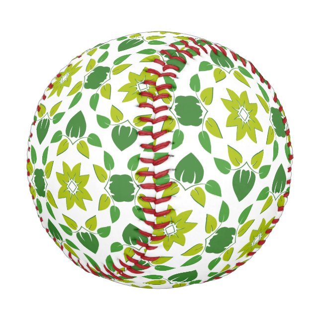 Leaf Pattern, Pattern Of Leaves, Green Leaves Baseball (Angled)