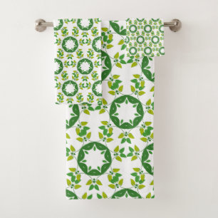 Leaf Pattern, Pattern Of Leaves, Green Leaves Bath Towel Set