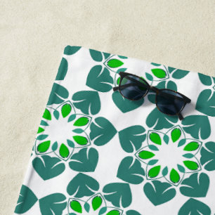Leaf Pattern, Pattern Of Leaves, Green Leaves Beach Towel