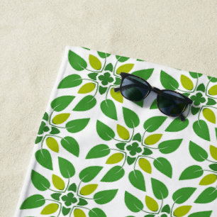 Leaf Pattern, Pattern Of Leaves, Green Leaves Beach Towel