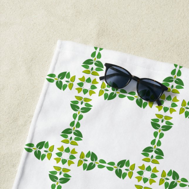 Leaf Pattern, Pattern Of Leaves, Green Leaves Beach Towel (In Situ)
