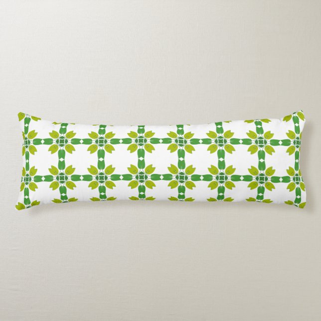 Leaf Pattern, Pattern Of Leaves, Green Leaves Body Cushion (Front)