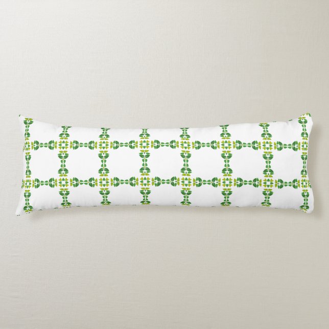 Leaf Pattern, Pattern Of Leaves, Green Leaves Body Cushion (Front)