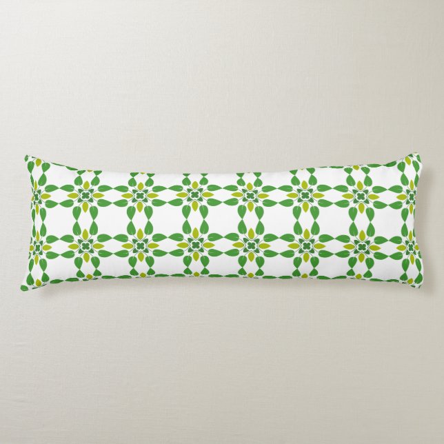 Leaf Pattern, Pattern Of Leaves, Green Leaves Body Cushion (Front)