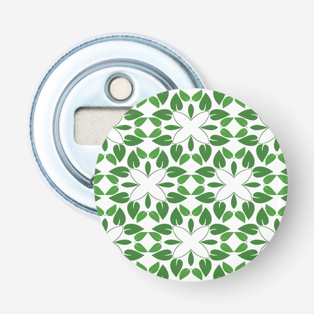 Leaf Pattern, Pattern Of Leaves, Green Leaves Bottle Opener (Front)
