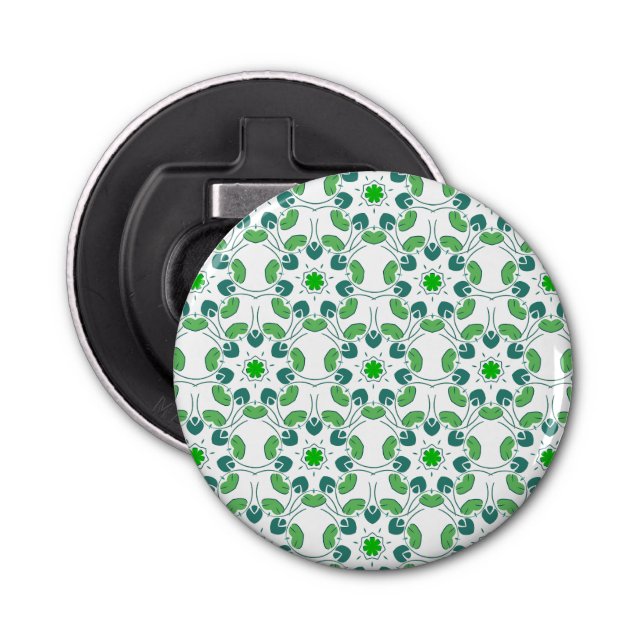 Leaf Pattern, Pattern Of Leaves, Green Leaves Bottle Opener (Front)