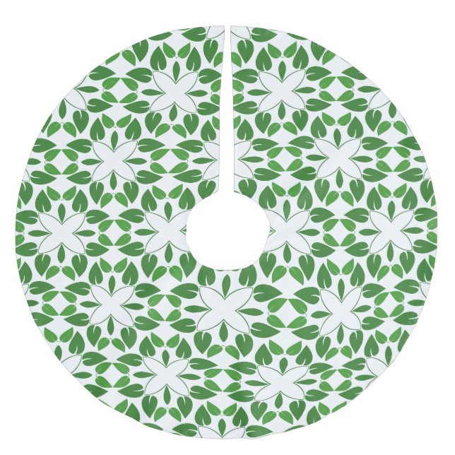 Leaf Pattern, Pattern Of Leaves, Green Leaves Brushed Polyester Tree Skirt (Front)