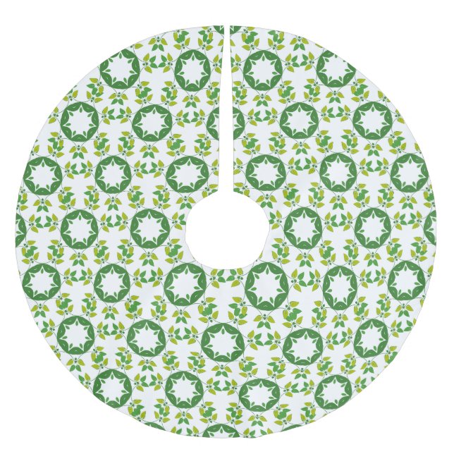 Leaf Pattern, Pattern Of Leaves, Green Leaves Brushed Polyester Tree Skirt (Front)
