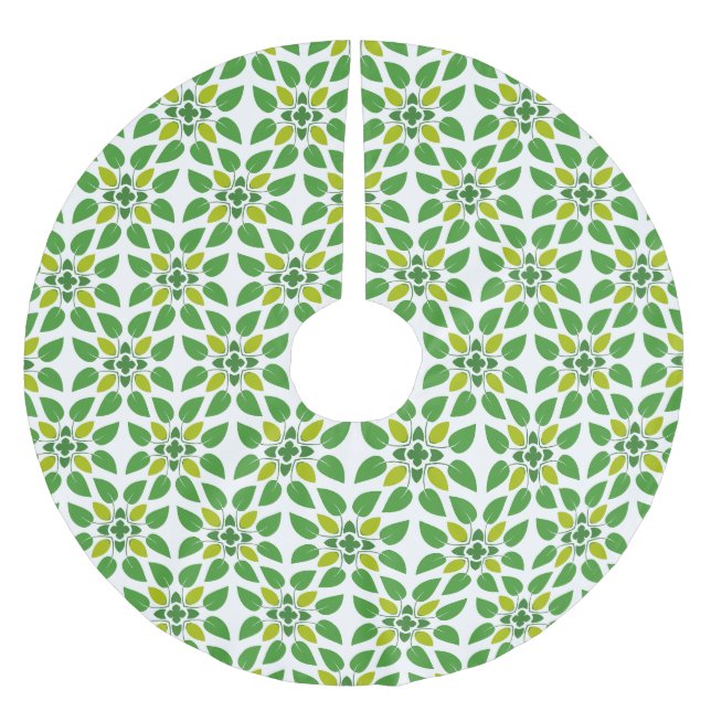 Leaf Pattern, Pattern Of Leaves, Green Leaves Brushed Polyester Tree Skirt (Front)