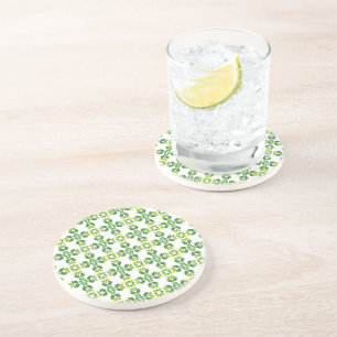 Leaf Pattern, Pattern Of Leaves, Green Leaves Coaster
