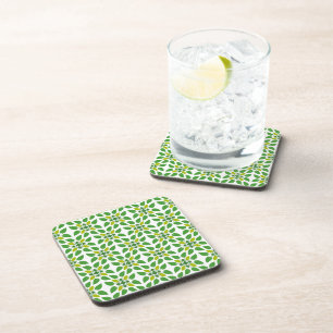 Leaf Pattern, Pattern Of Leaves, Green Leaves Coaster