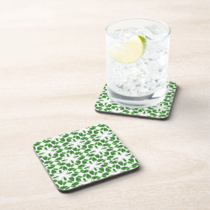 Leaf Pattern, Pattern Of Leaves, Green Leaves Coaster