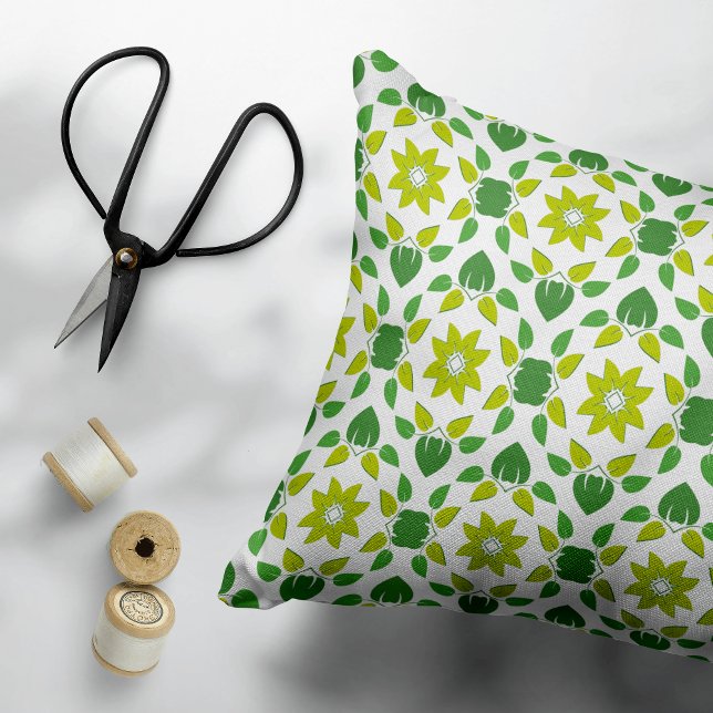 Leaf Pattern, Pattern Of Leaves, Green Leaves Decorative Cushion (Creator Uploaded)