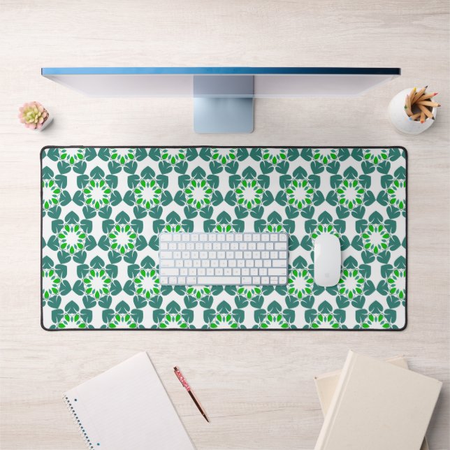 Leaf Pattern, Pattern Of Leaves, Green Leaves Desk Mat (Office 1)