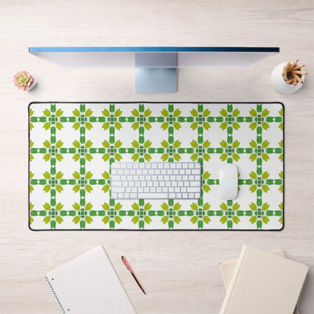 Leaf Pattern, Pattern Of Leaves, Green Leaves Desk Mat (Office 1)