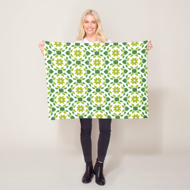 Leaf Pattern, Pattern Of Leaves, Green Leaves Fleece Blanket (In Situ)
