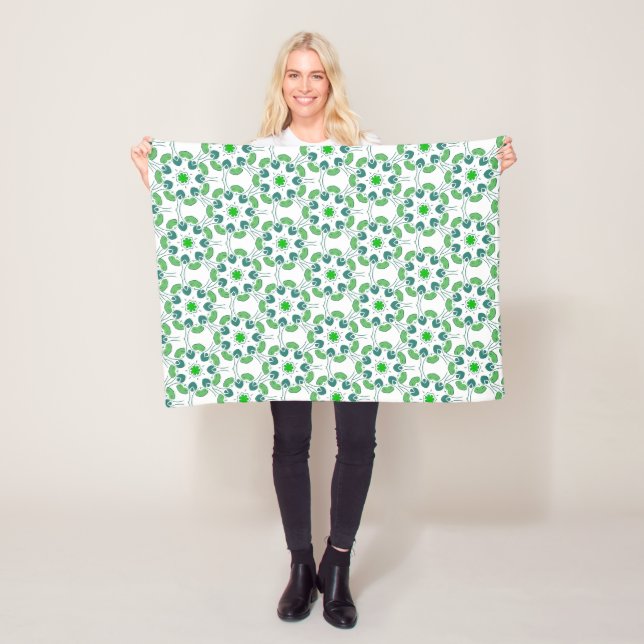 Leaf Pattern, Pattern Of Leaves, Green Leaves Fleece Blanket (In Situ)