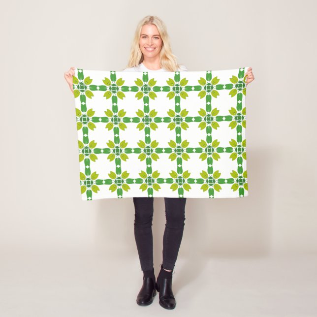 Leaf Pattern, Pattern Of Leaves, Green Leaves Fleece Blanket (In Situ)