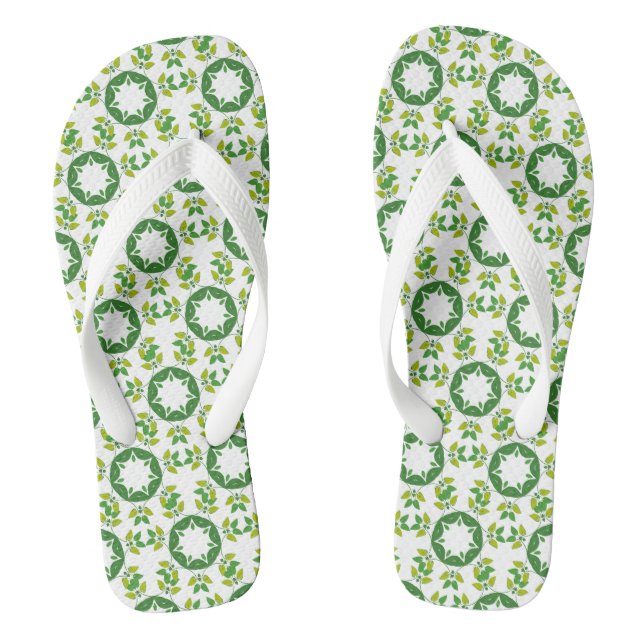 Leaf Pattern, Pattern Of Leaves, Green Leaves Flip Flops (Footbed)