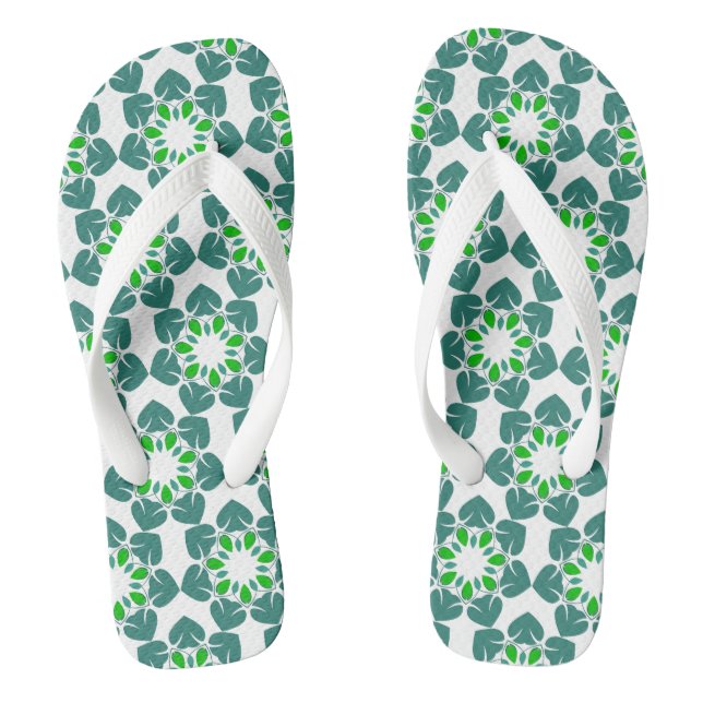 Leaf Pattern, Pattern Of Leaves, Green Leaves Flip Flops (Footbed)