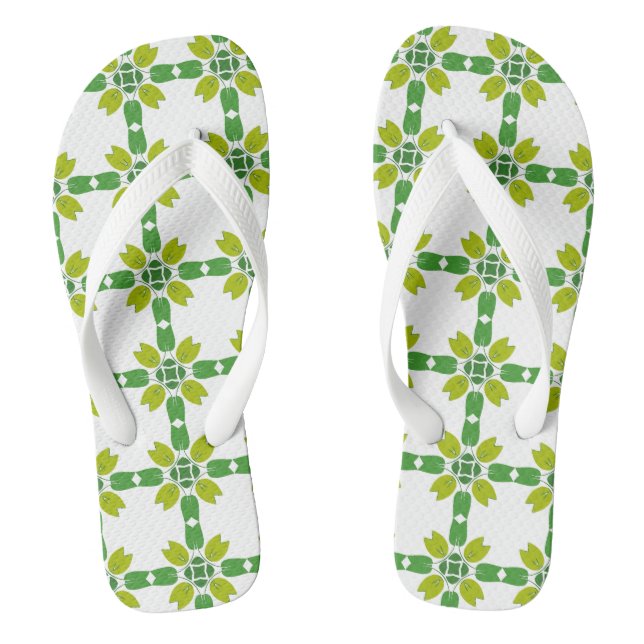Leaf Pattern, Pattern Of Leaves, Green Leaves Flip Flops (Footbed)