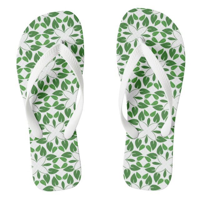 Leaf Pattern, Pattern Of Leaves, Green Leaves Flip Flops (Footbed)