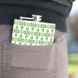 Leaf Pattern, Pattern Of Leaves, Green Leaves Hip Flask