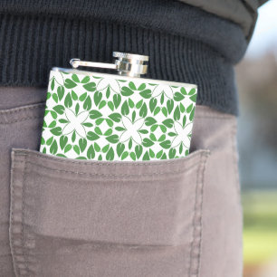 Leaf Pattern, Pattern Of Leaves, Green Leaves Hip Flask