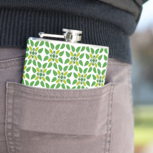 Leaf Pattern, Pattern Of Leaves, Green Leaves Hip Flask