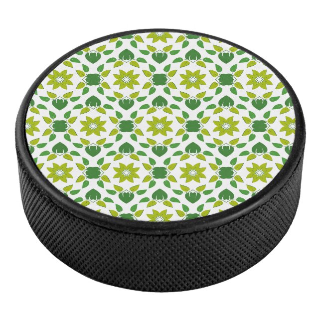 Leaf Pattern, Pattern Of Leaves, Green Leaves Hockey Puck (3/4)