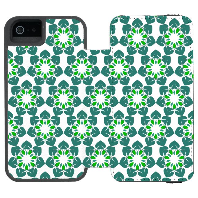 Leaf Pattern, Pattern Of Leaves, Green Leaves Incipio iPhone Wallet Case (Folio Open)