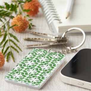 Leaf Pattern, Pattern Of Leaves, Green Leaves Key Ring