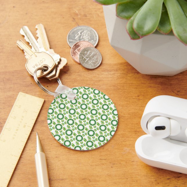 Leaf Pattern, Pattern Of Leaves, Green Leaves Key Ring (Desk)