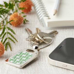 Leaf Pattern, Pattern Of Leaves, Green Leaves Key Ring