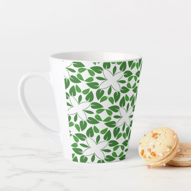 Leaf Pattern, Pattern Of Leaves, Green Leaves Latte Mug (In Situ)