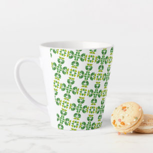 Leaf Pattern, Pattern Of Leaves, Green Leaves Latte Mug