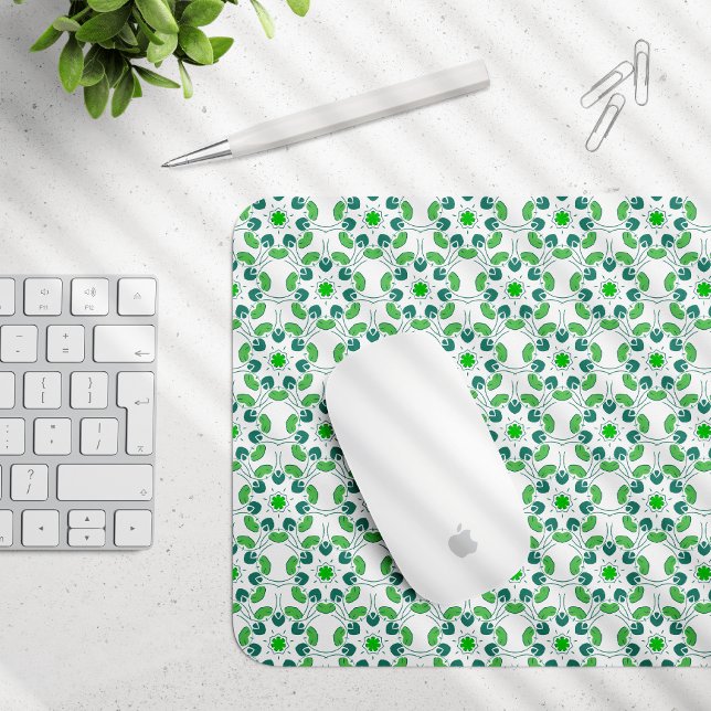 Leaf Pattern, Pattern Of Leaves, Green Leaves Mouse Mat (Creator Uploaded)