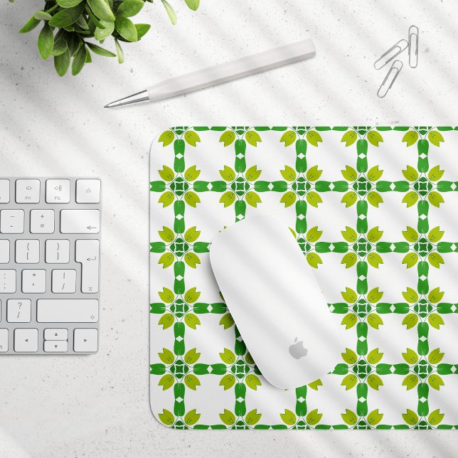 Leaf Pattern, Pattern Of Leaves, Green Leaves Mouse Mat (Creator Uploaded)