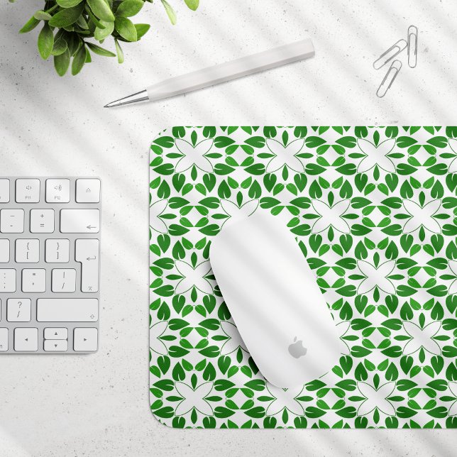 Leaf Pattern, Pattern Of Leaves, Green Leaves Mouse Mat (Creator Uploaded)
