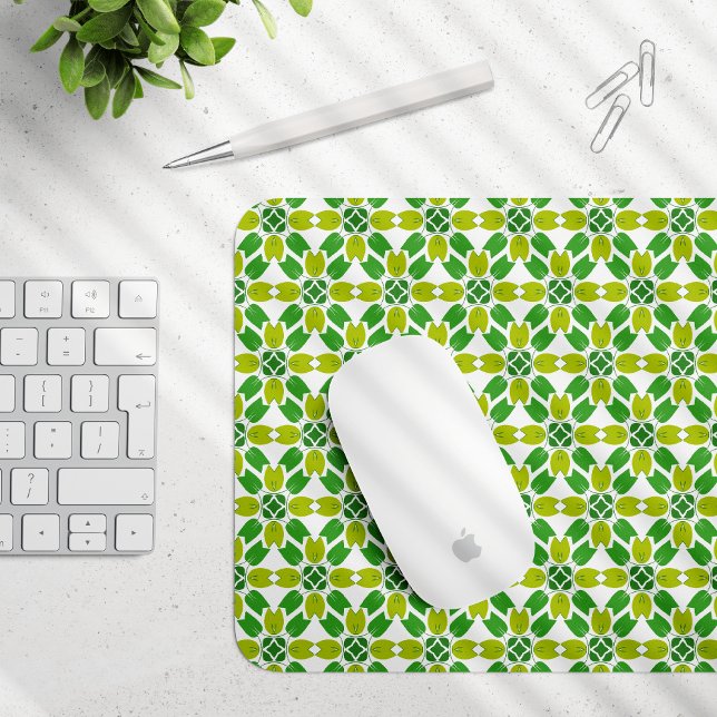 Leaf Pattern, Pattern Of Leaves, Green Leaves Mouse Mat (Creator Uploaded)
