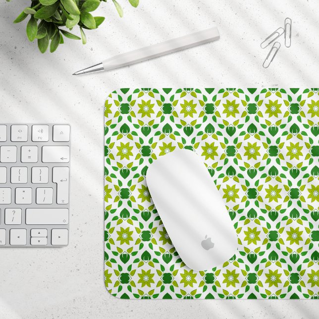 Leaf Pattern, Pattern Of Leaves, Green Leaves Mouse Mat (Creator Uploaded)