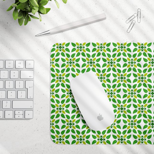Leaf Pattern, Pattern Of Leaves, Green Leaves Mouse Mat (Creator Uploaded)