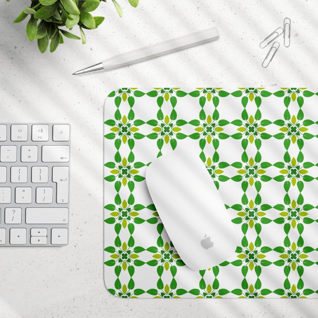 Leaf Pattern, Pattern Of Leaves, Green Leaves Mouse Mat (Creator Uploaded)