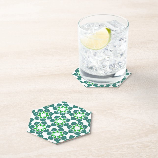 Leaf Pattern, Pattern Of Leaves, Green Leaves Paper Coaster (Insitu)