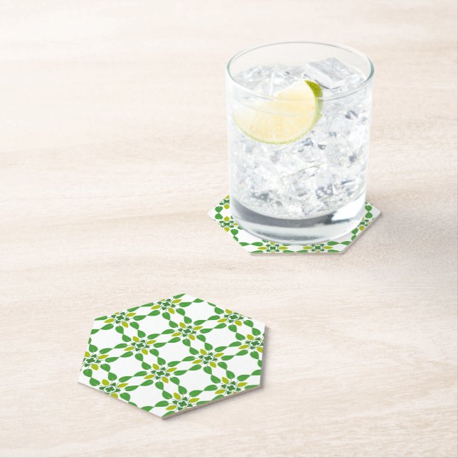 Leaf Pattern, Pattern Of Leaves, Green Leaves Paper Coaster (Insitu)