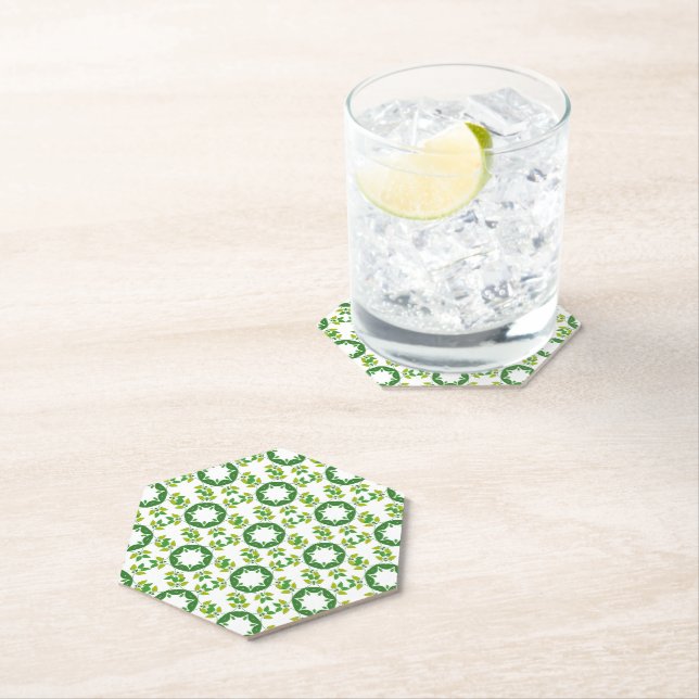 Leaf Pattern, Pattern Of Leaves, Green Leaves Paper Coaster (Insitu)