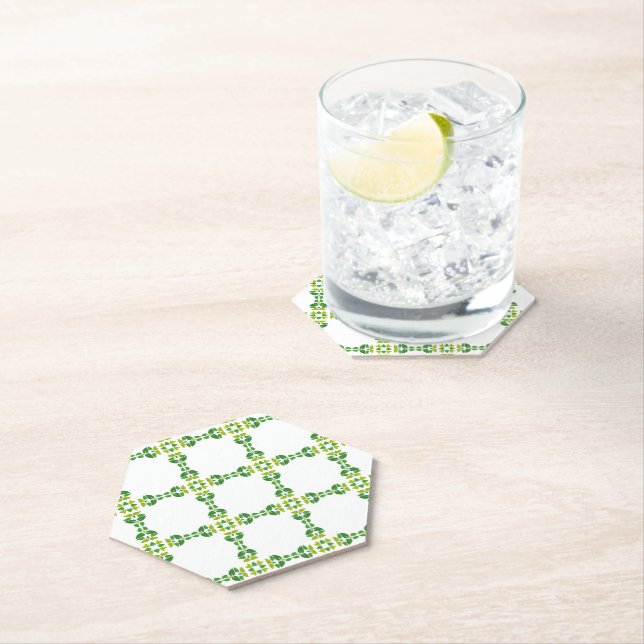 Leaf Pattern, Pattern Of Leaves, Green Leaves Paper Coaster (Insitu)