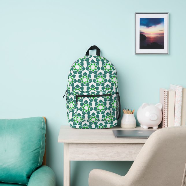 Leaf Pattern, Pattern Of Leaves, Green Leaves Printed Backpack (Insitu)